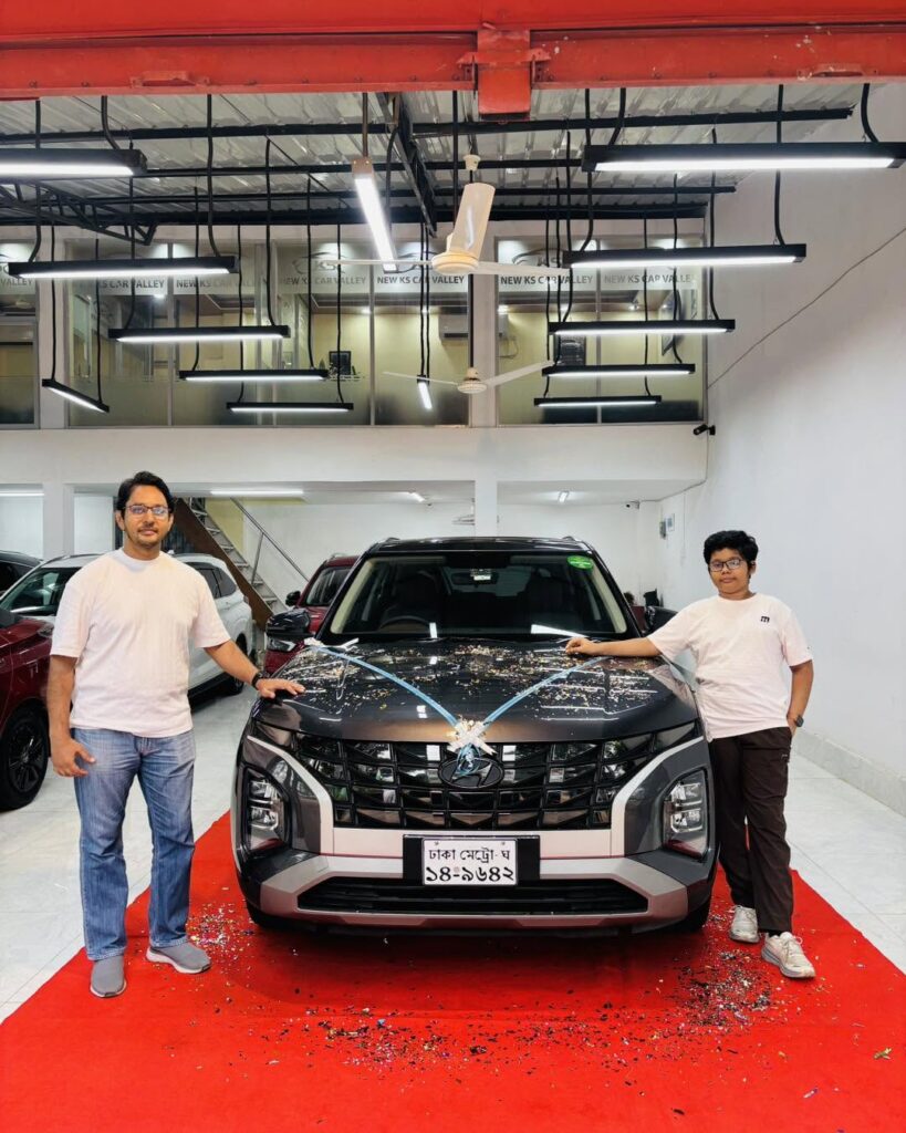 Second Hand Car For Sale customer delivery with a Hyundai SUV at KS Car Valley showroom in Tejgaon, Dhaka