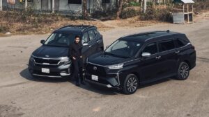 best used car in Dhaka featuring Kia and Toyota SUVs displayed outdoors by KS Car Valley