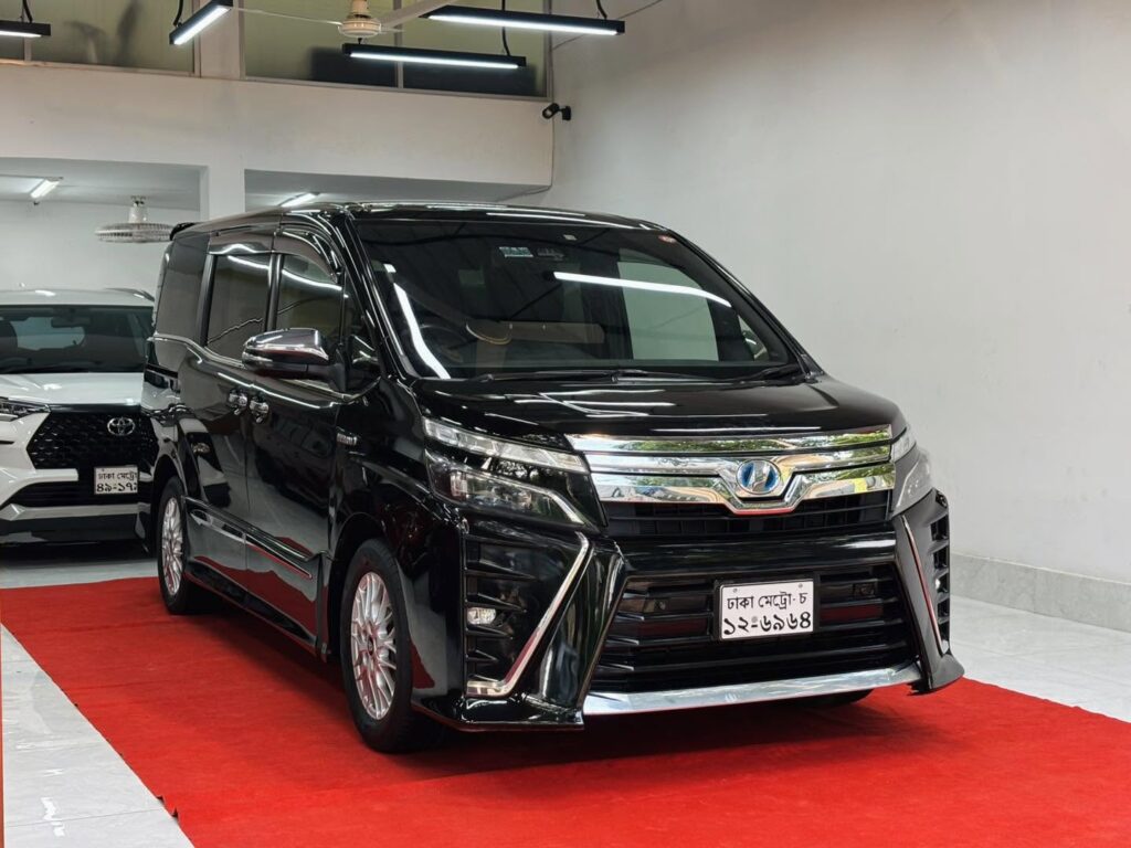Used cars for sale black Toyota Noah displayed inside KS Car Valley showroom